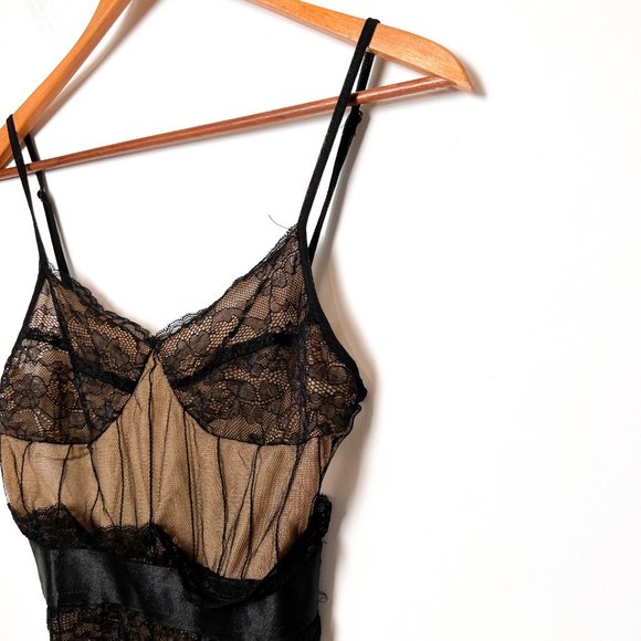Lingerie y2k Lace Black Strappy Body Suit Top - Picture 5 of 6